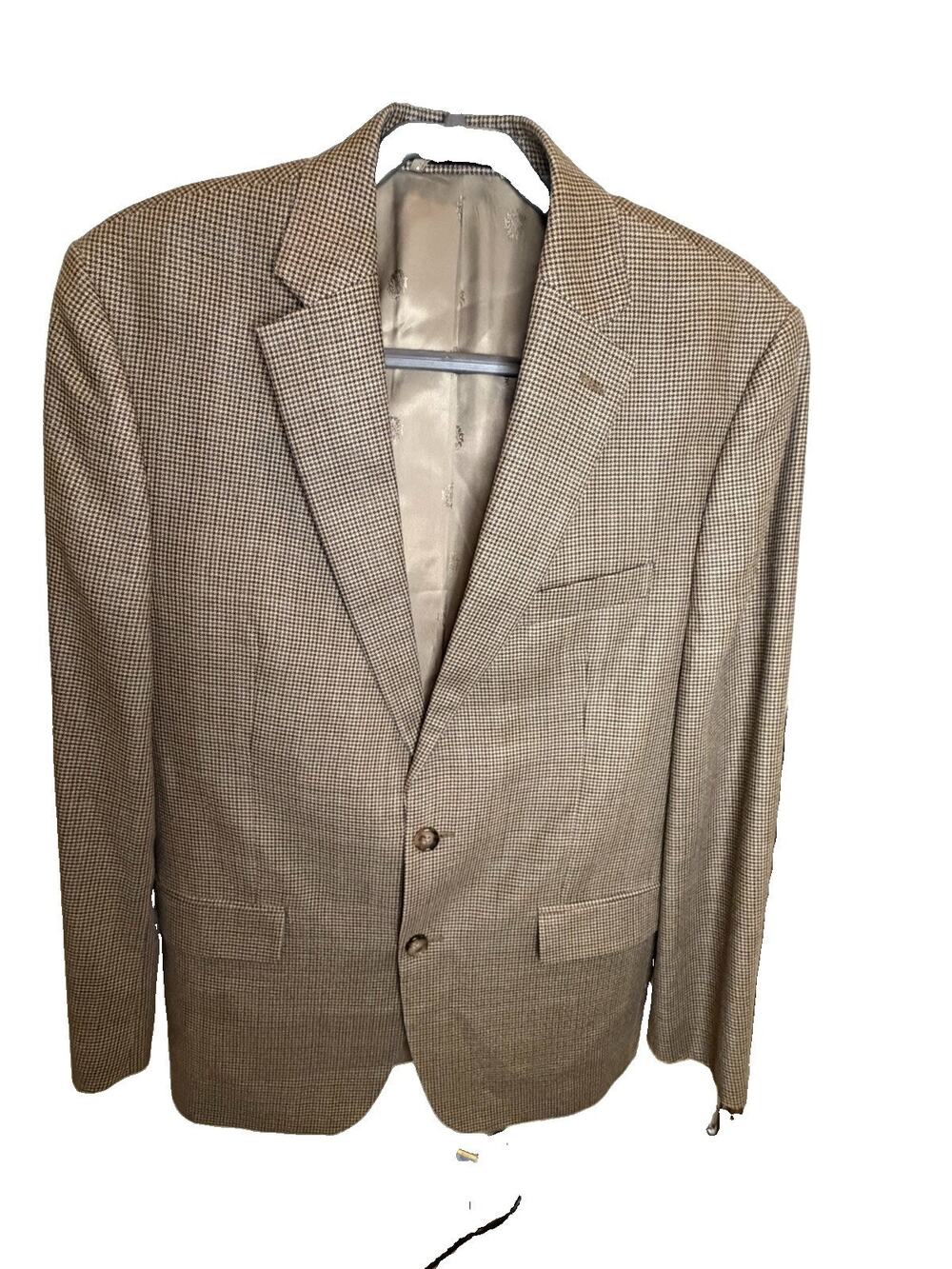 Lauren Ralph Lauren Sport Coat Mens 42R Brown Houndstooth Silk Wool Blazer